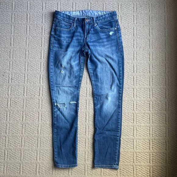 GAP 1969 Womens Slouchy Skinny Straight Blue Cotton Blend Denim Jeans Size 27 4 - Picture 2 of 7